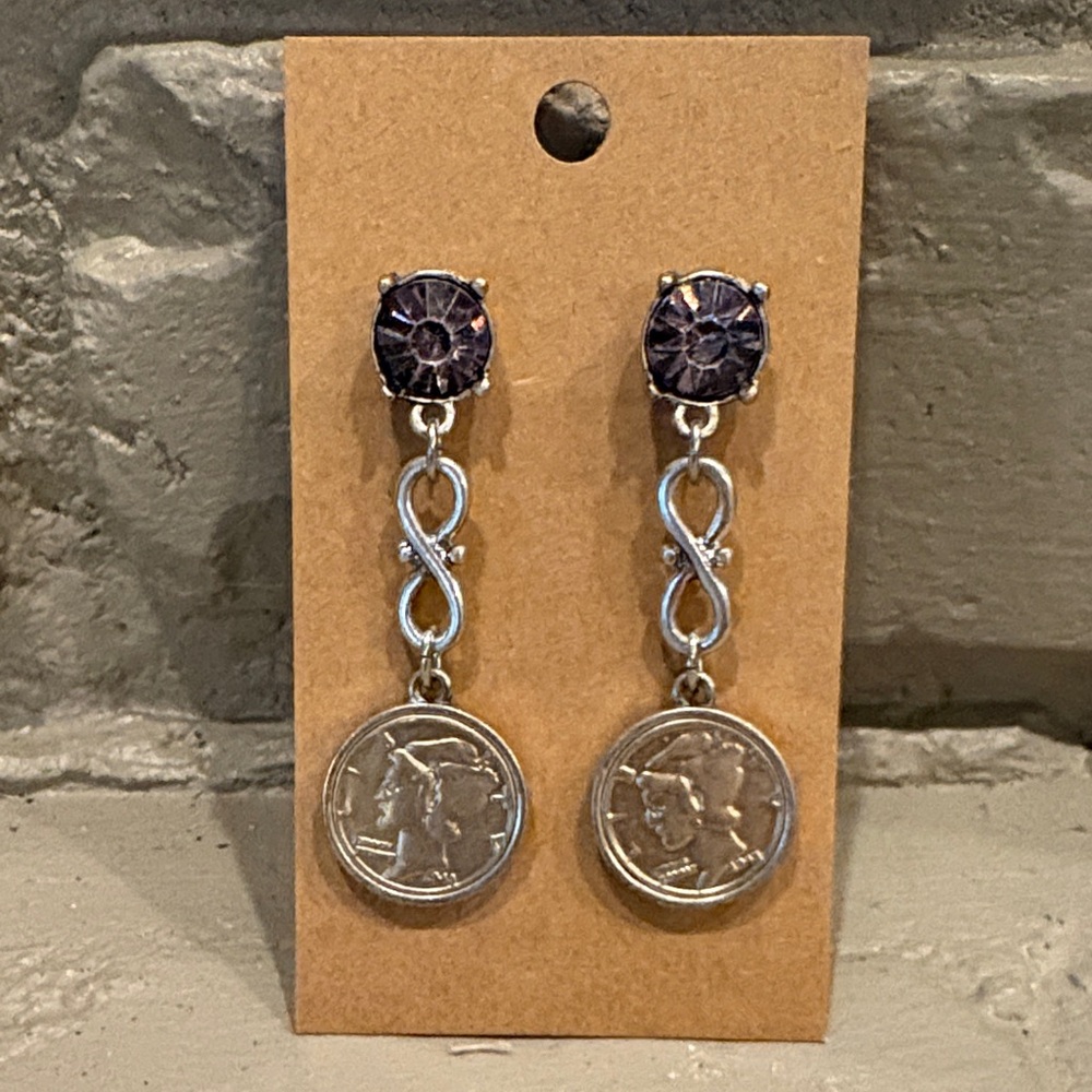 Vintage Dangling Faux MercuryDime Earrings